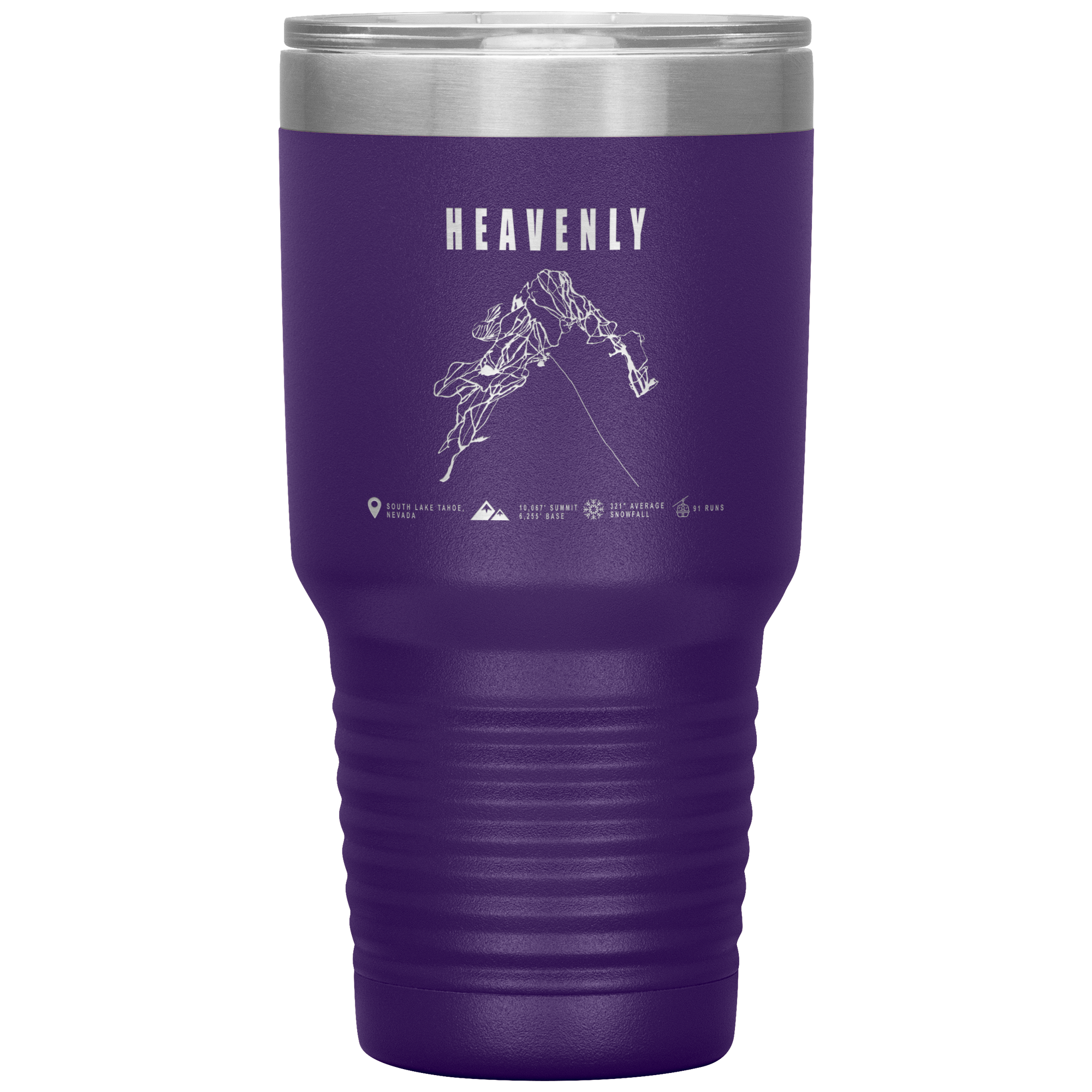 Heavenly, Nevada Ski Trail Map 30oz Tumbler - Powderaddicts