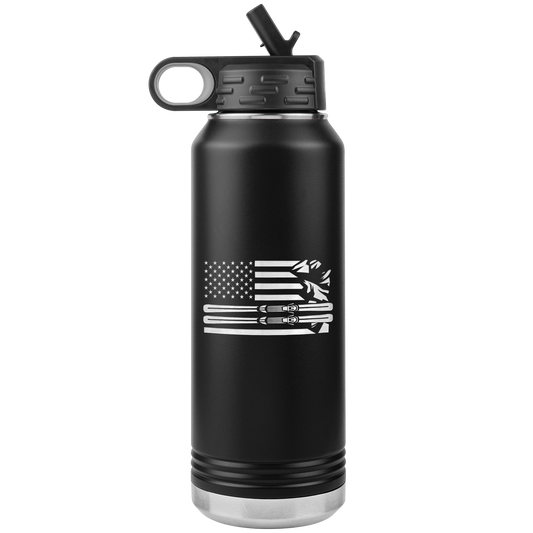 USA Ski Flag 32oz Water Bottle Tumbler - Powderaddicts