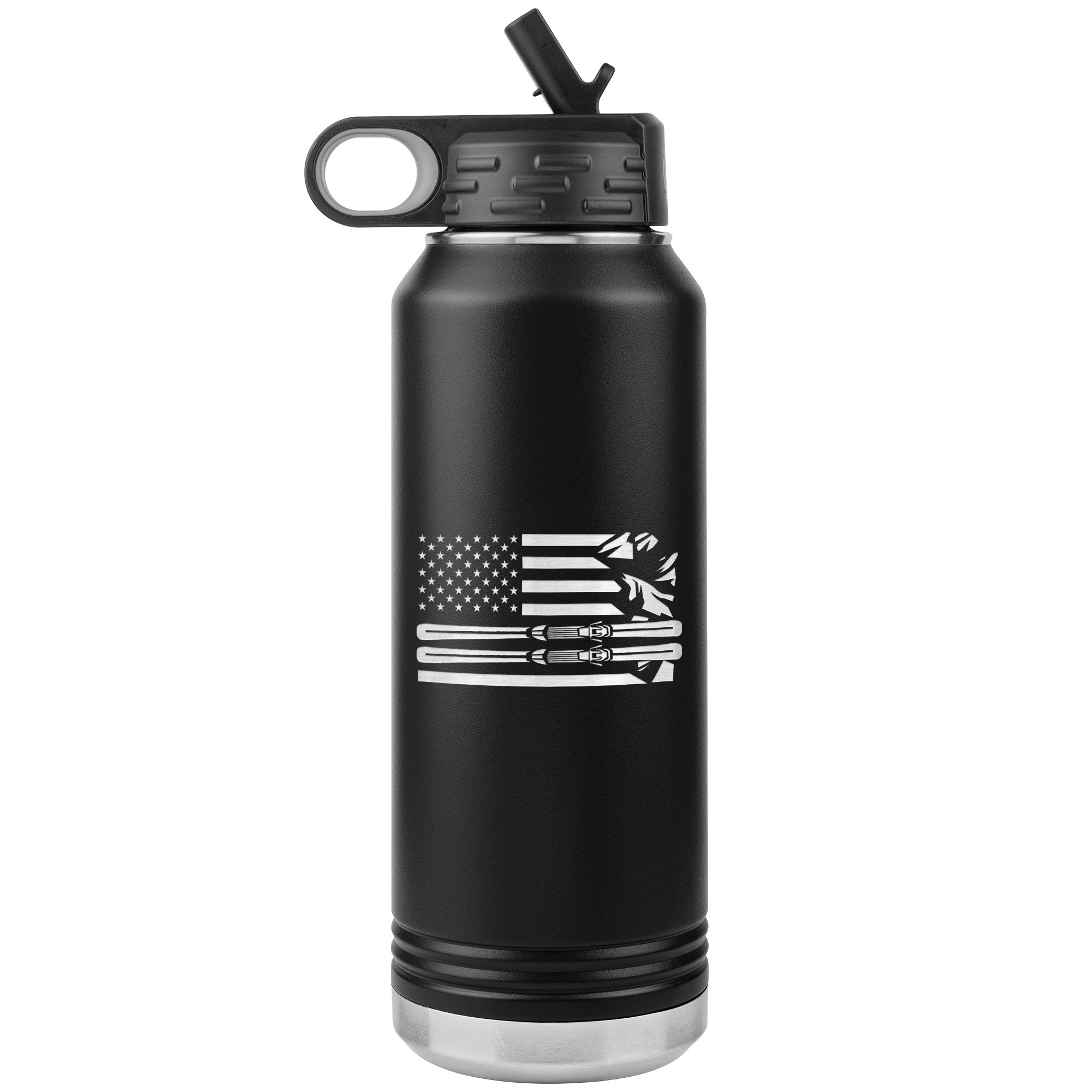 USA Ski Flag 32oz Water Bottle Tumbler - Powderaddicts