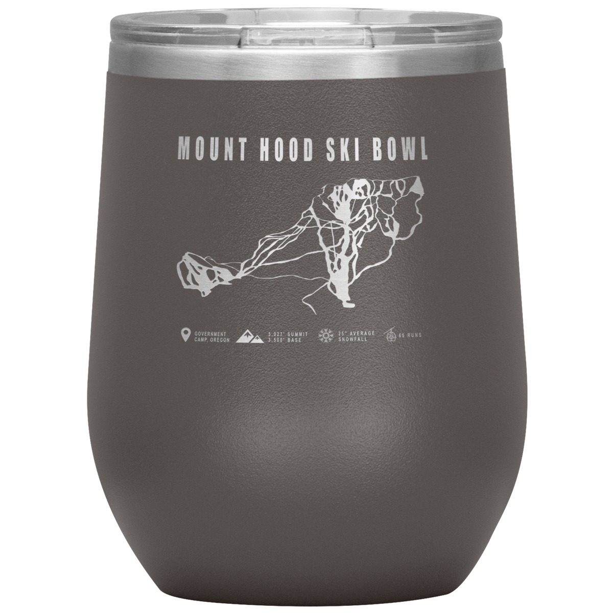 Mount Hood Ski Bowl, Oregon Ski Trail Map Wine 12oz Tumbler - Powderaddicts
