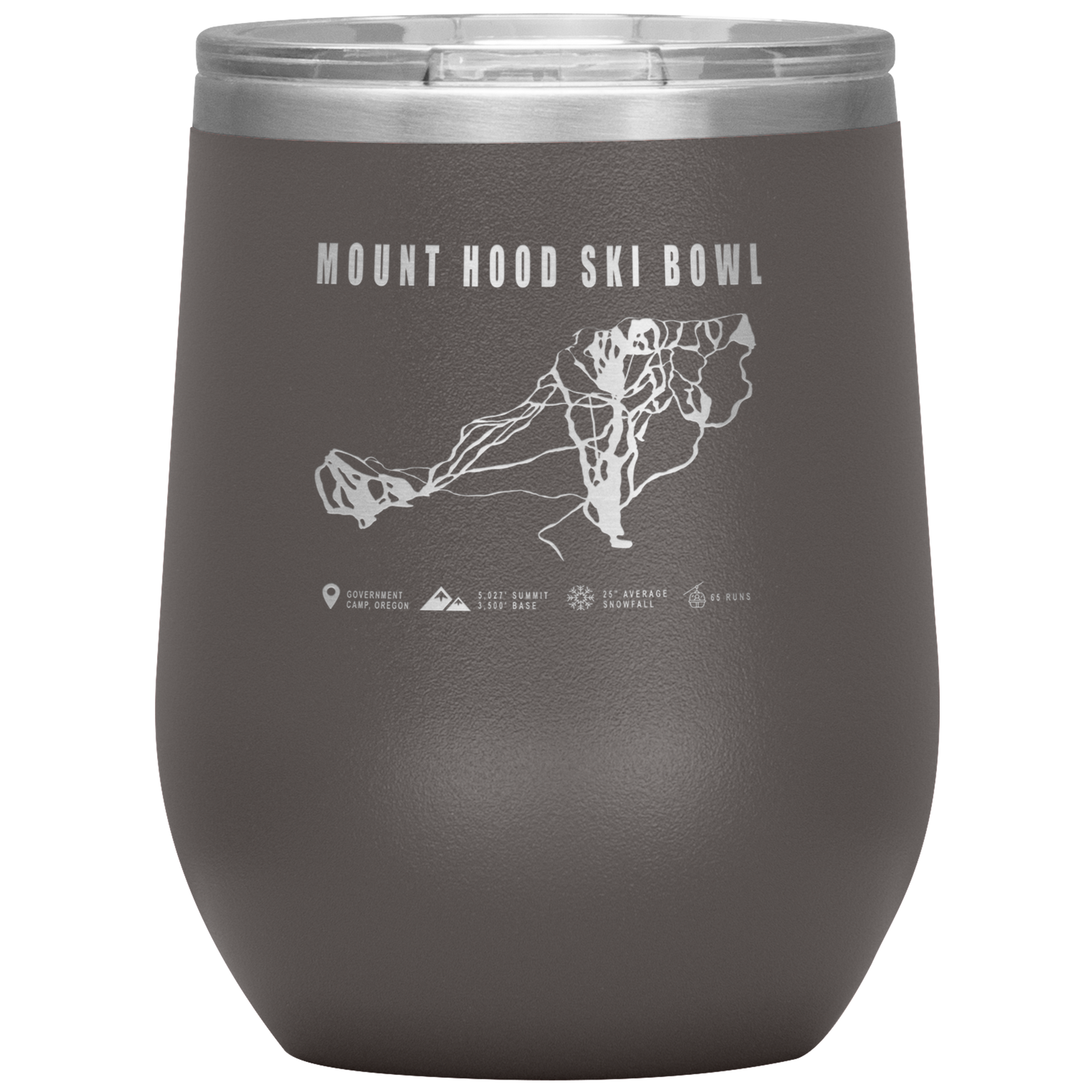 Mount Hood Ski Bowl, Oregon Ski Trail Map Wine 12oz Tumbler - Powderaddicts