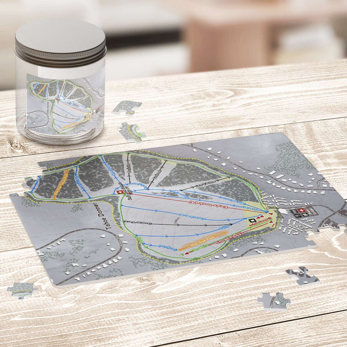 Tahoe Donner, California Ski Trail Map PUzzle - Powderaddicts