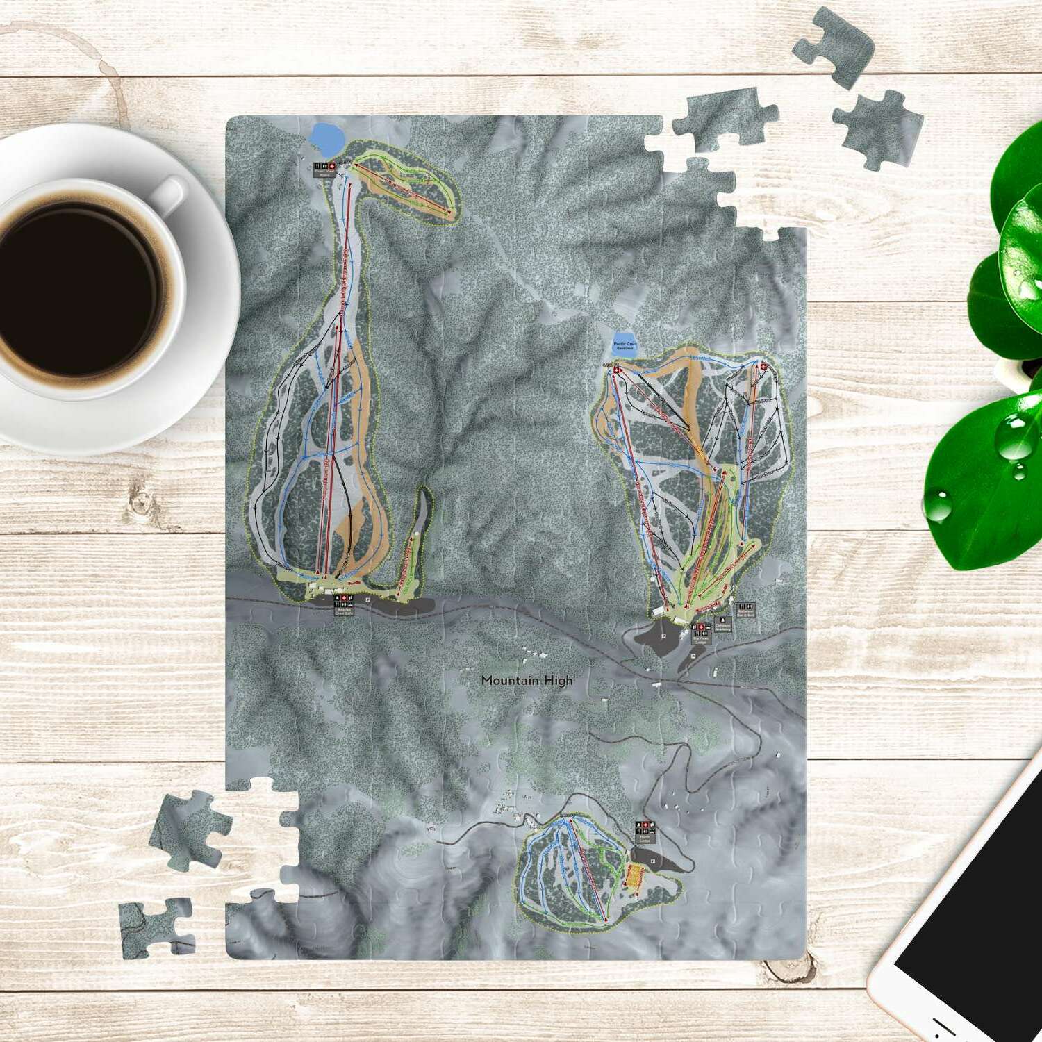 Mountain High, California Ski Trail Map Puzzle - Powderaddicts