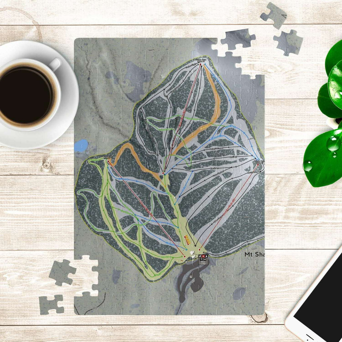 Mt. Shasta, California Ski Trail Map Puzzle - Powderaddicts
