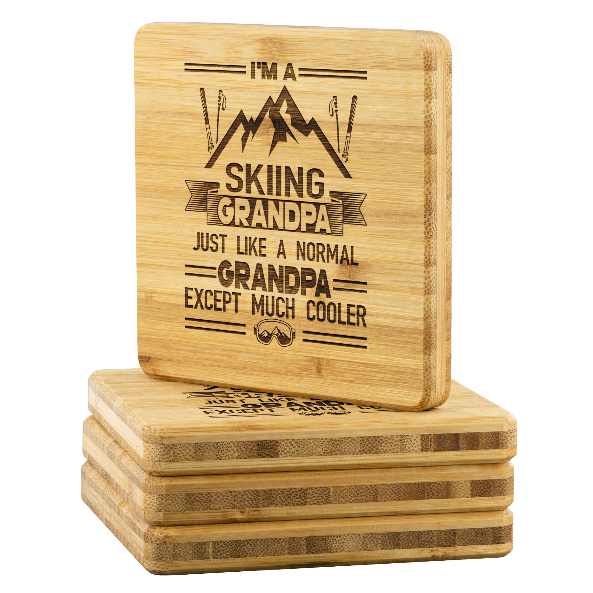 I'm A Skiing Mom Bamboo Coaster - Powderaddicts