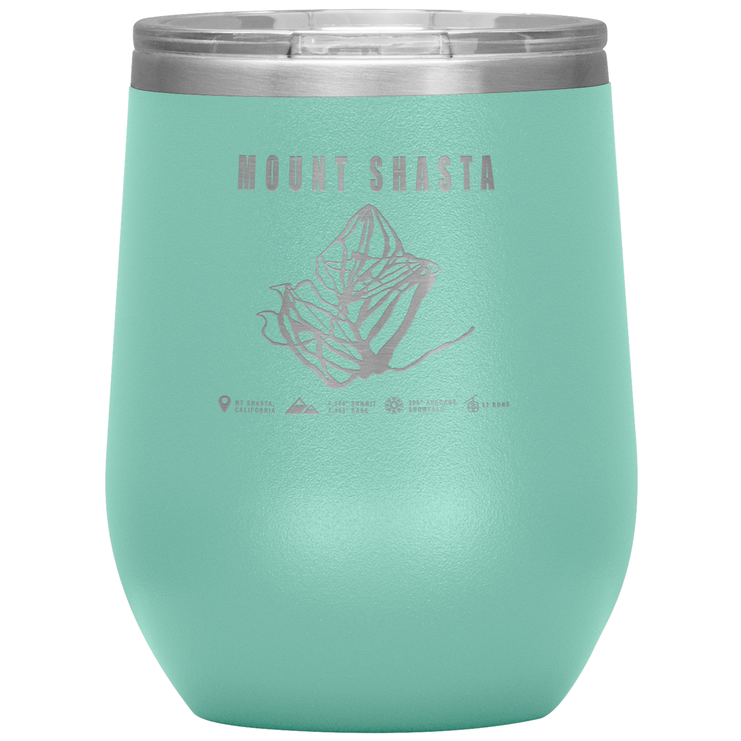 Mount Shasta, California Ski Trail Map Wine 12oz Tumbler - Powderaddicts