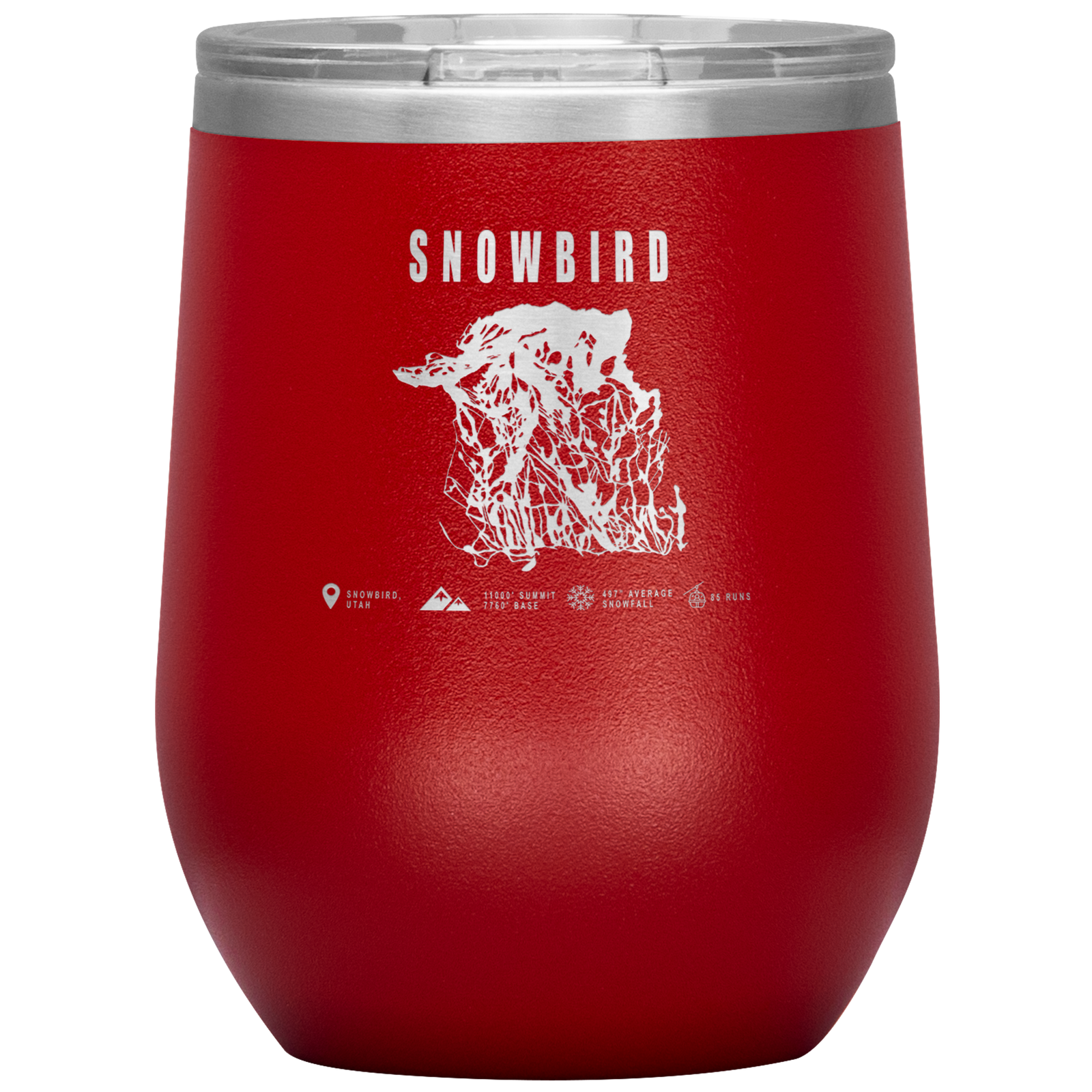 Snowbird,Utah Ski Trail Map Wine 12oz Tumbler - Powderaddicts