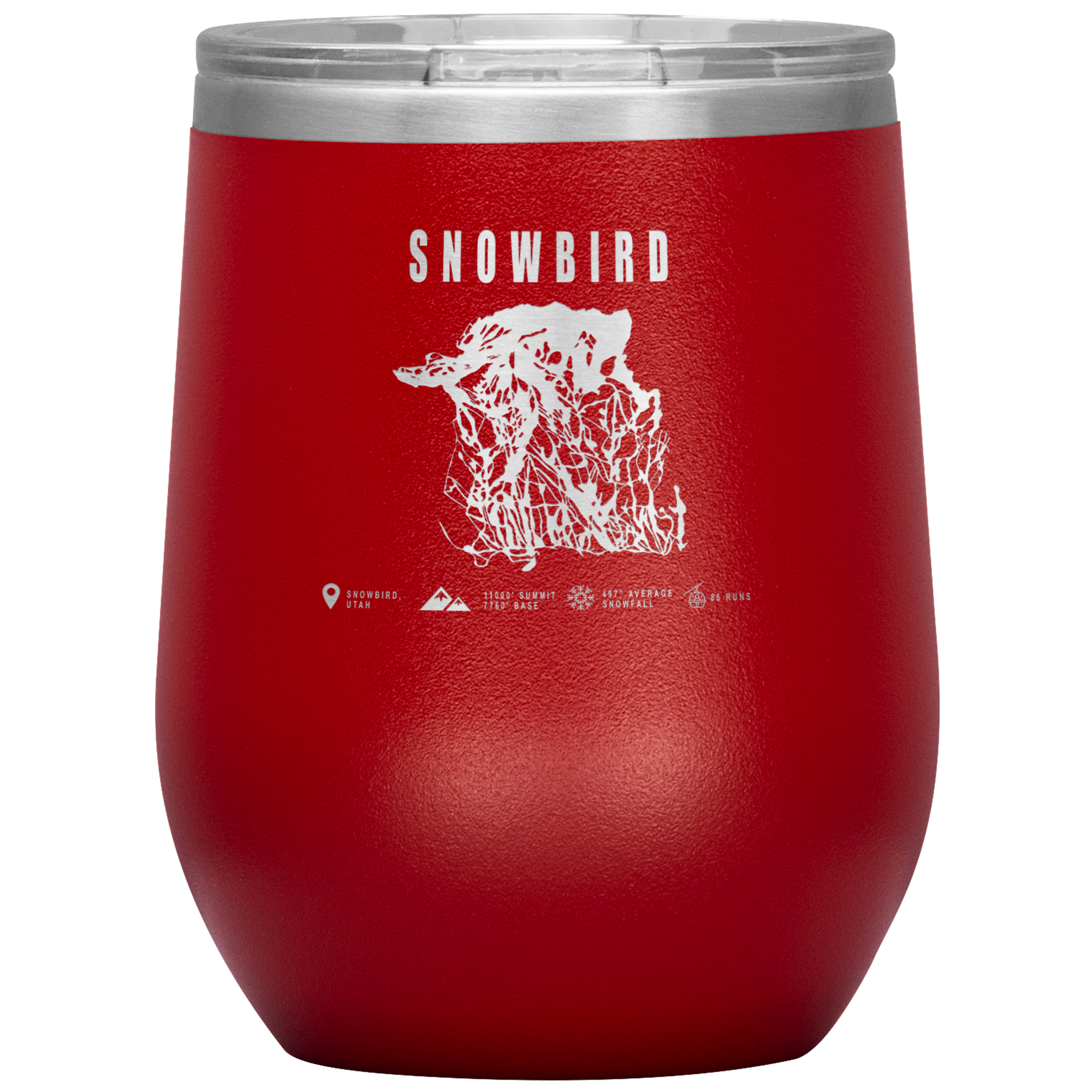 Snowbird,Utah Ski Trail Map Wine 12oz Tumbler - Powderaddicts