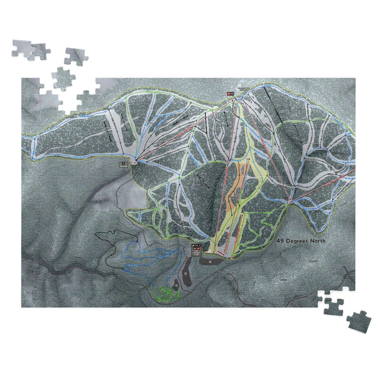 49 Degrees North Washington Ski Map Resort Puzzle - Powderaddicts