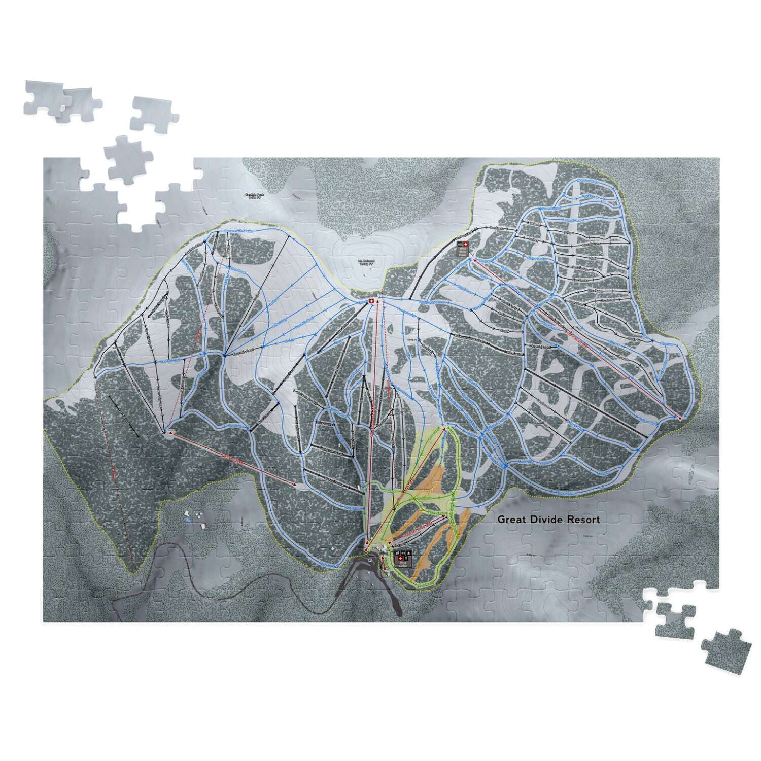 Great Divide Montana Ski Trail Map Puzzle - Powderaddicts
