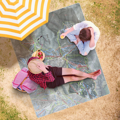 Deer Valley, Utah Ski Resort Map Printed Beach Towel - Powderaddicts