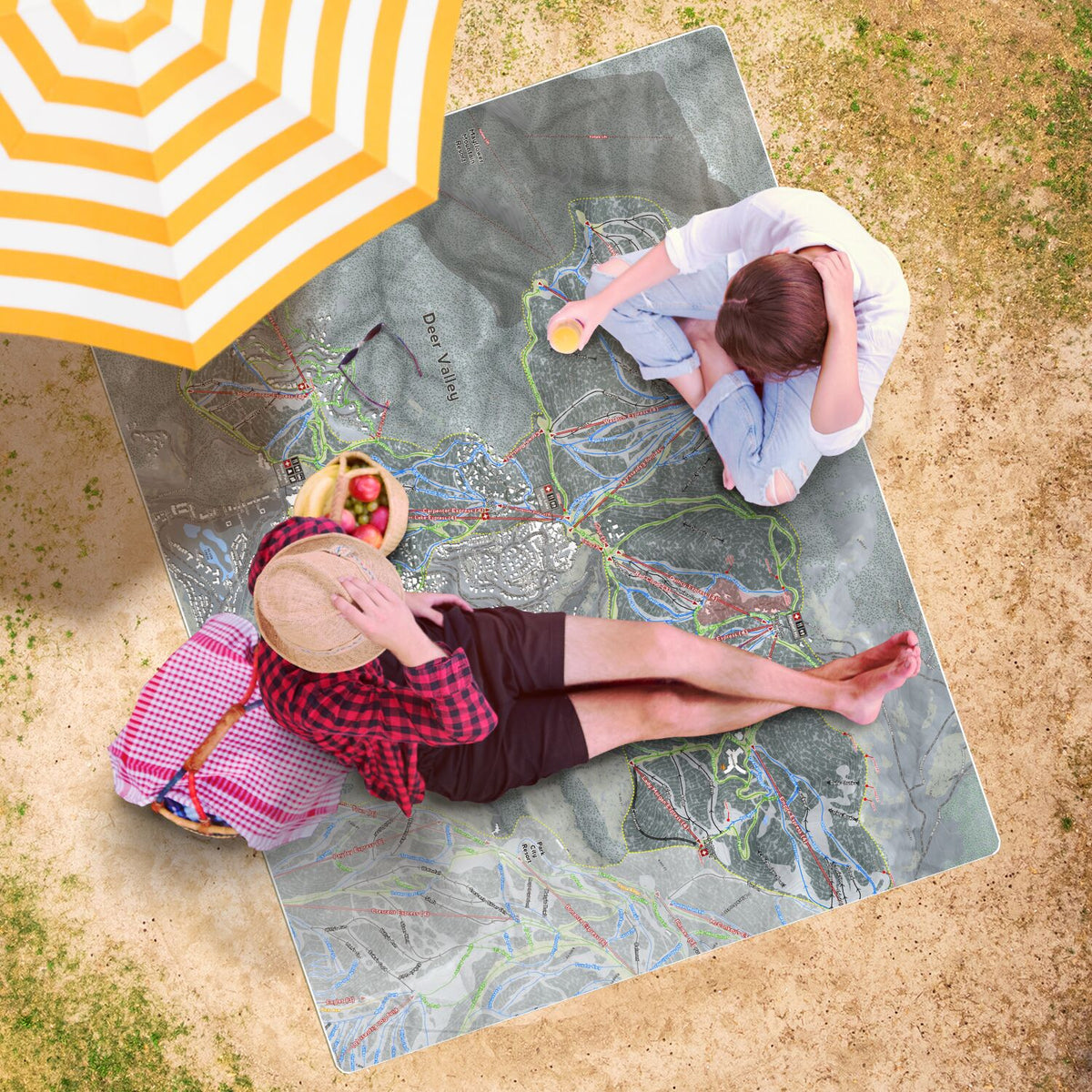 Deer Valley, Utah Ski Resort Map Printed Beach Towel - Powderaddicts