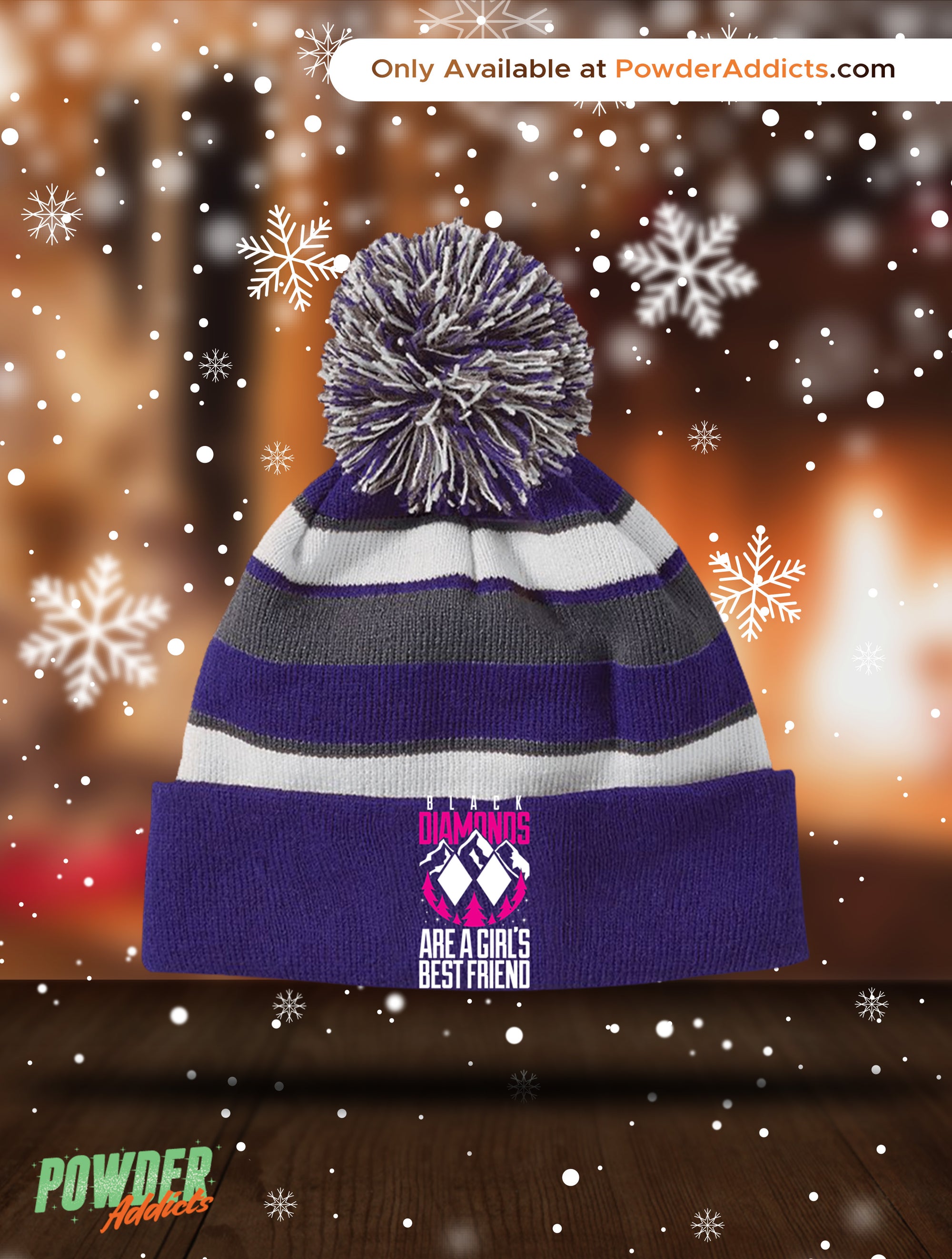 Black Diamonds Are A Girls Best Friend Striped Beanie - Powderaddicts