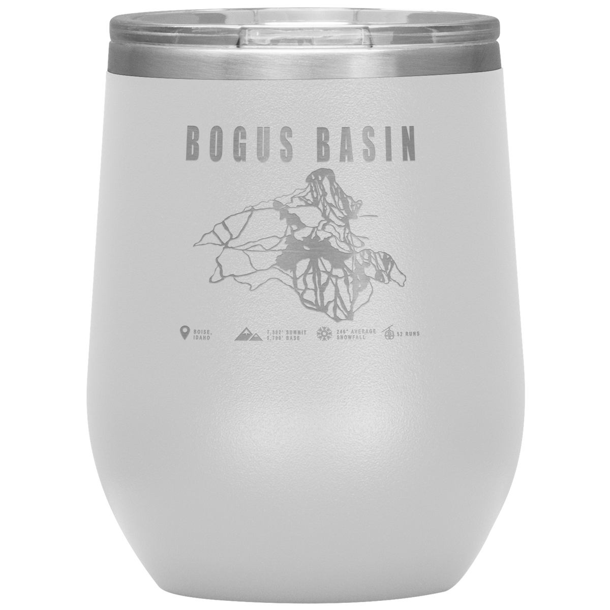 Bogus Basin Idaho Ski Trail Map Wine 12oz Tumbler - Powderaddicts