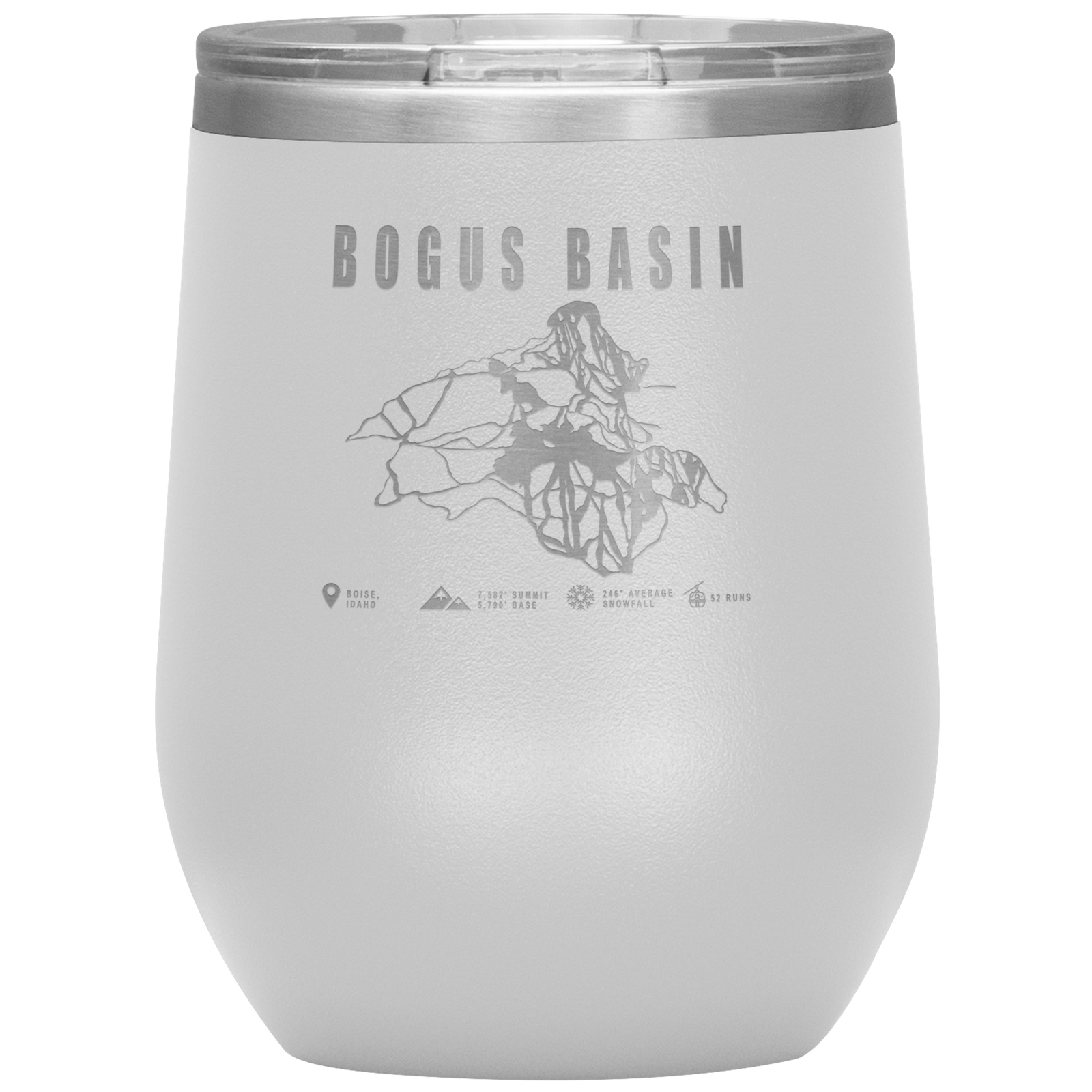 Bogus Basin Idaho Ski Trail Map Wine 12oz Tumbler - Powderaddicts