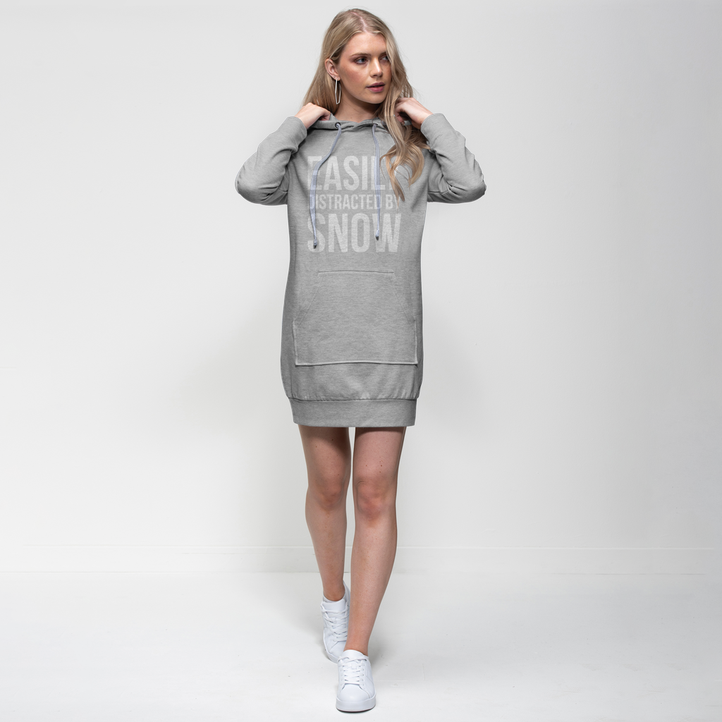 Easily Distracted By Snow Premium Adult Hoodie Dress - Powderaddicts
