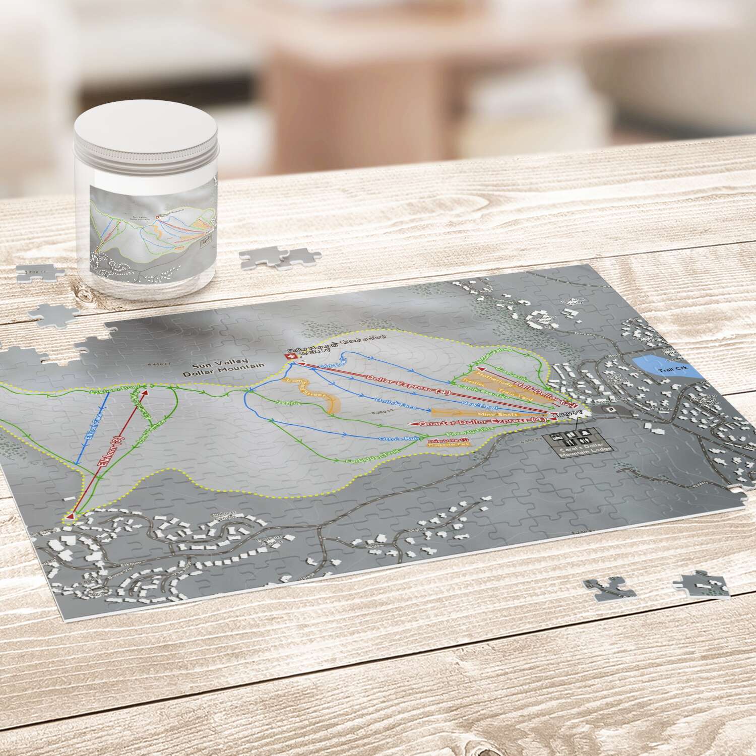 Sun Valley Dollar Mtn Idaho Ski Trail Map Puzzle - Powderaddicts