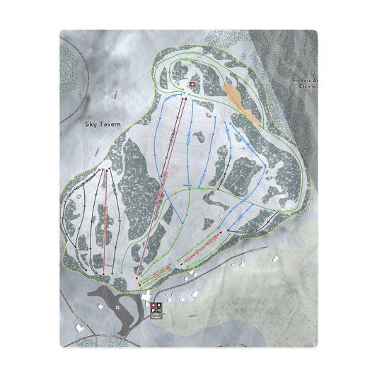 Sky Tavern, Nevada Ski Resort Map Printed Beach Towel - Powderaddicts