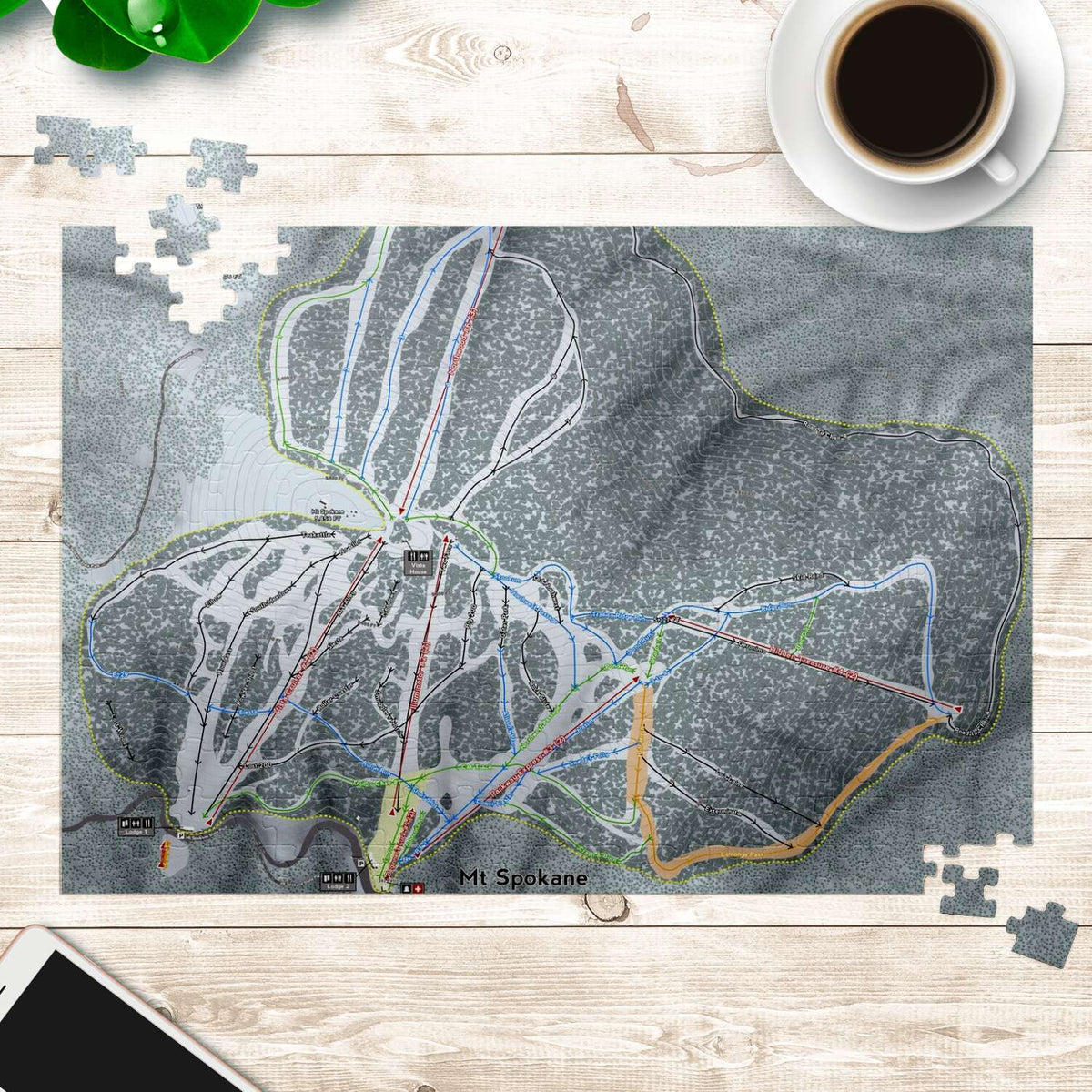 Mt Spokane Washington Ski Map Resort Puzzle - Powderaddicts