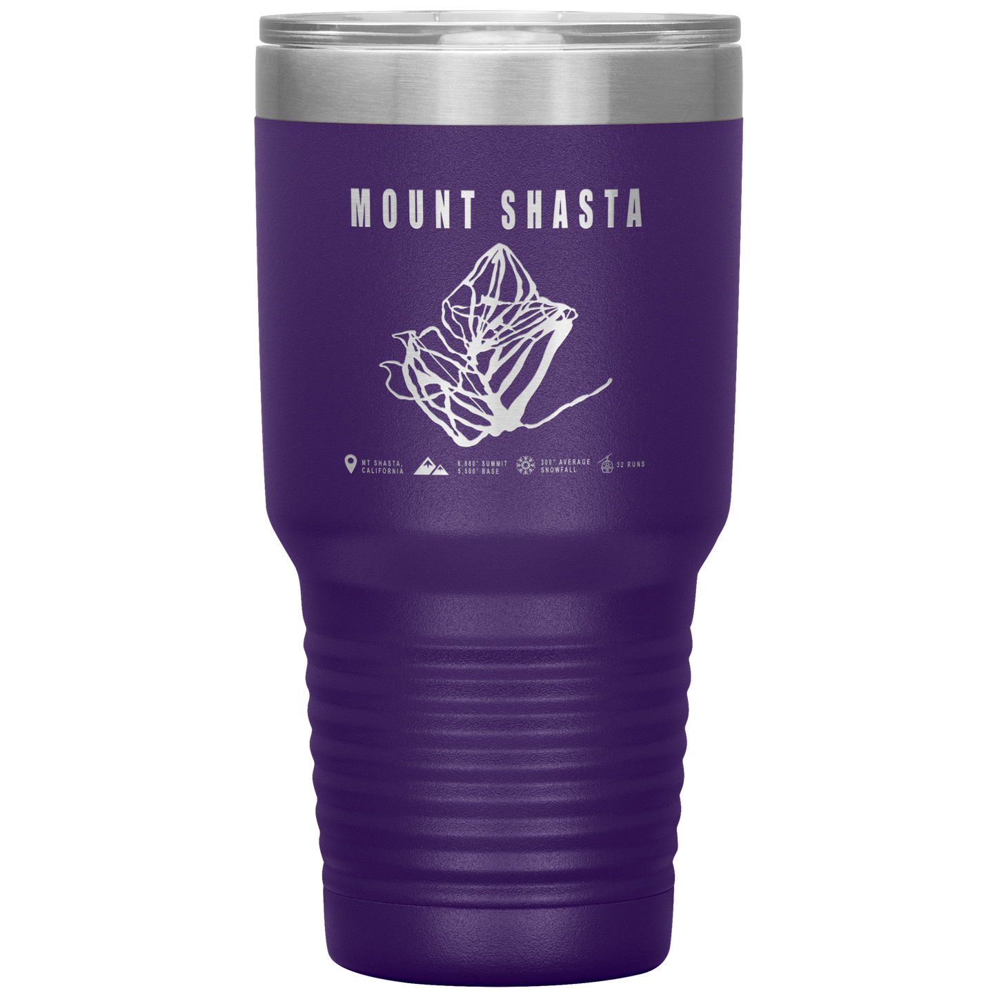 Mount Shasta, California Ski Trail Map 30oz Tumbler - Powderaddicts