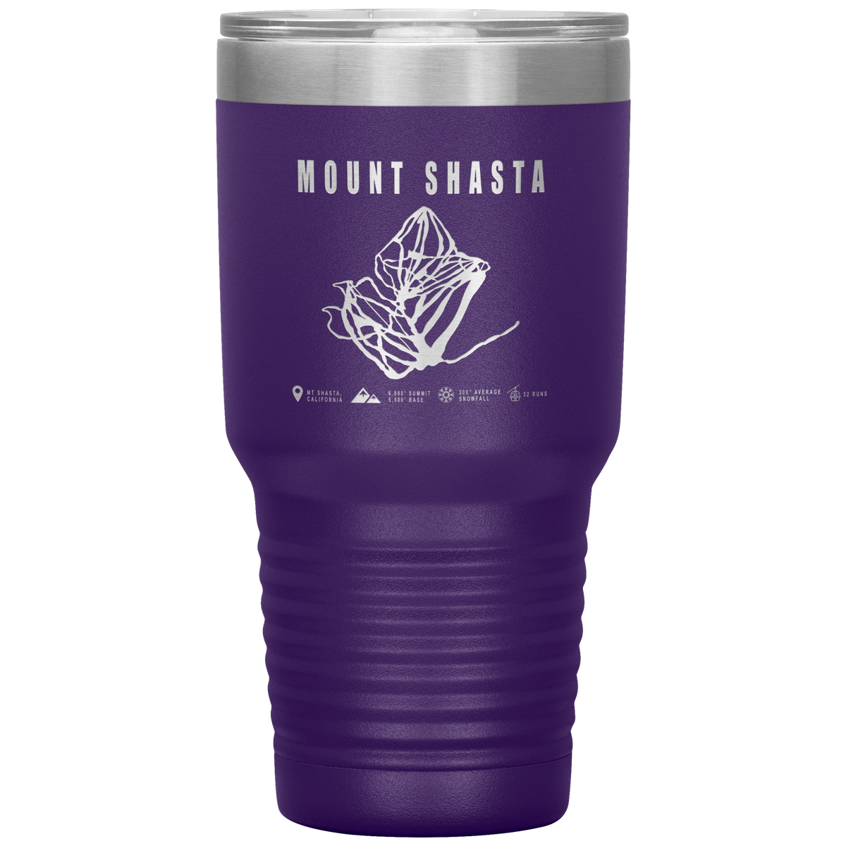 Mount Shasta, California Ski Trail Map 30oz Tumbler - Powderaddicts