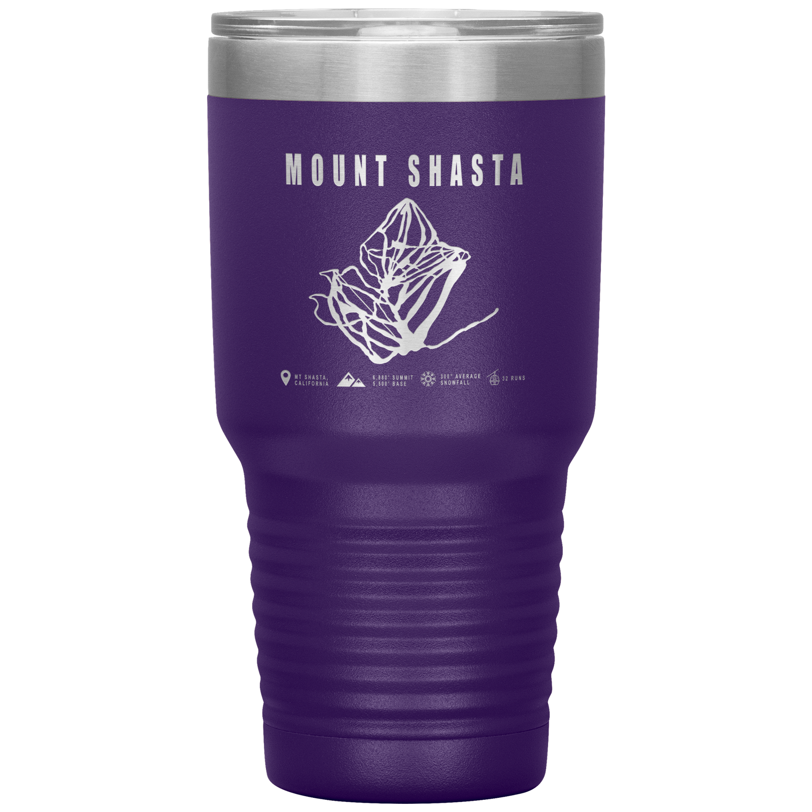 Mount Shasta, California Ski Trail Map 30oz Tumbler - Powderaddicts