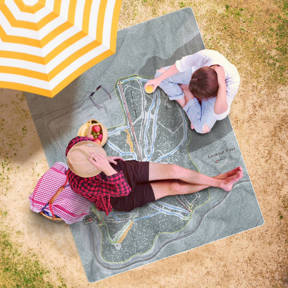 Lookout Pass, Idaho Ski Resort Map Printed Beach Towel - Powderaddicts