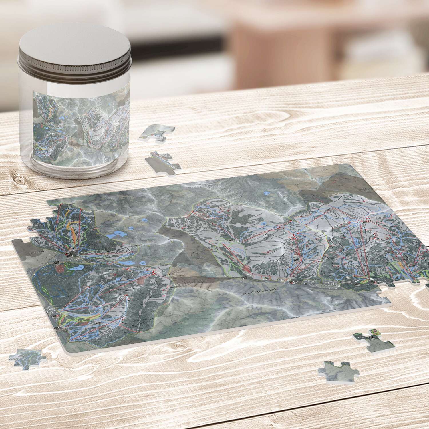 Cottonwood Canyons, Utah Ski Trail Map puzzle - Powderaddicts