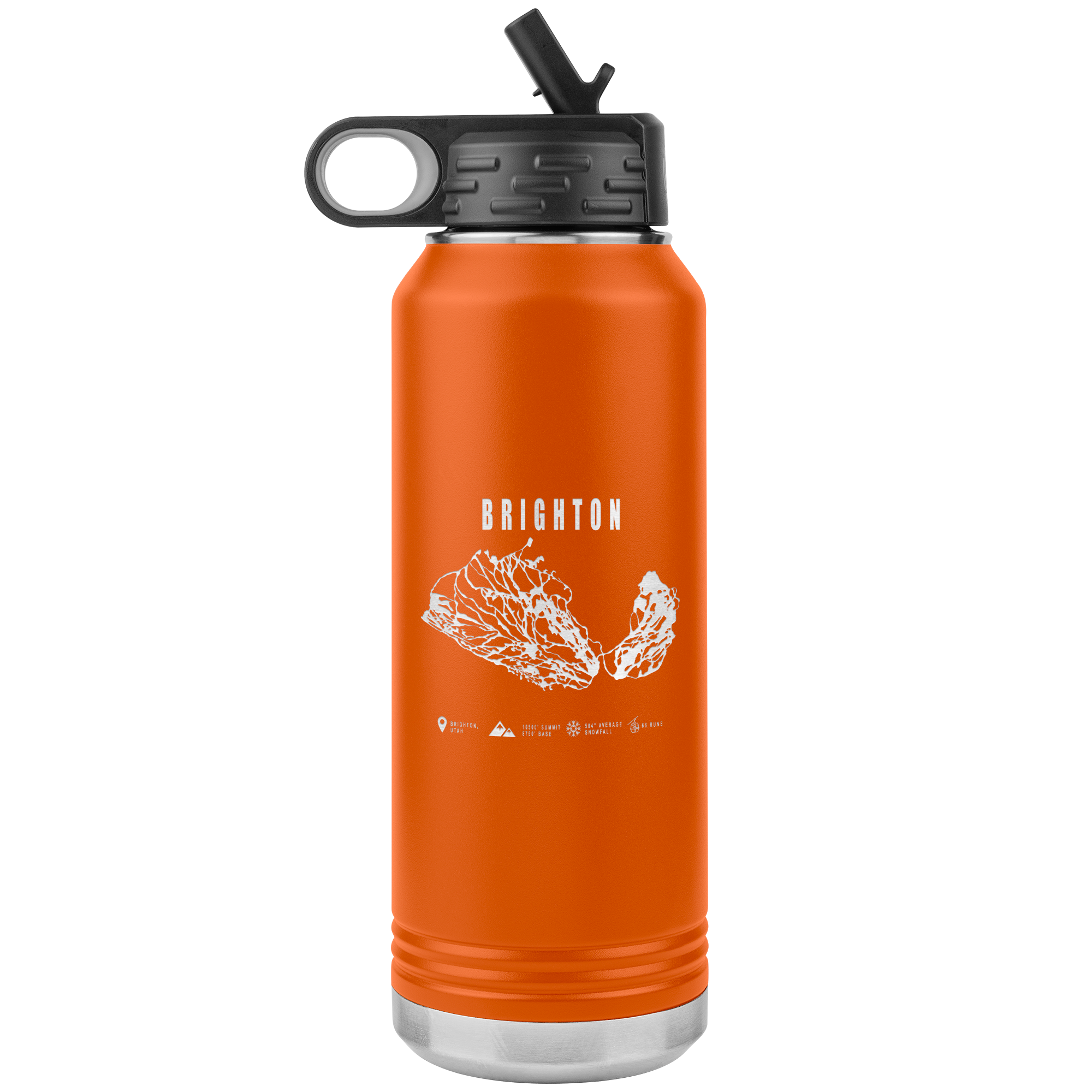 Brighton,Utah Ski Trail Map 32oz Water Bottle Tumbler - Powderaddicts