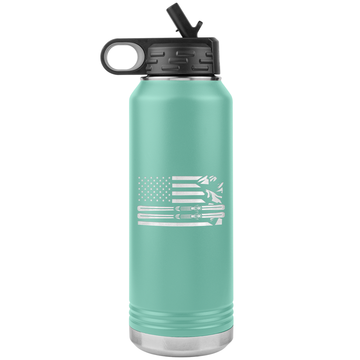 USA Ski Flag 32oz Water Bottle Tumbler - Powderaddicts