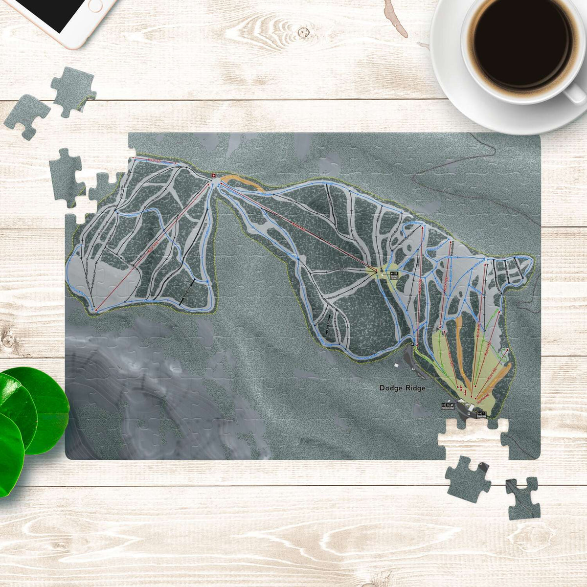 Dodge Ridge, California Ski Trail Map Puzzle - Powderaddicts