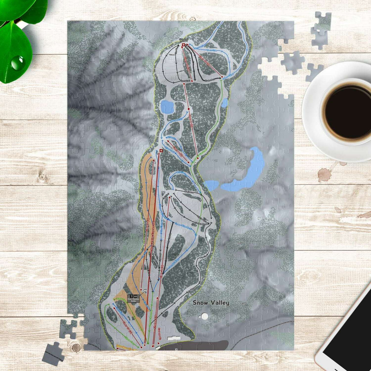 Snow Valley, California Ski Trail Map Puzzle - Powderaddicts