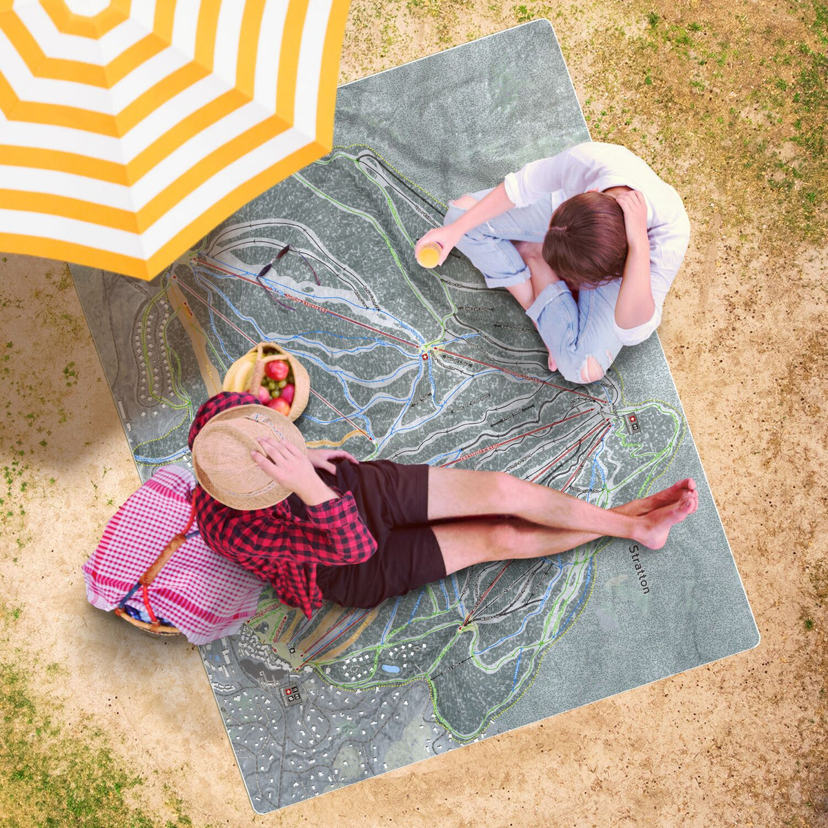 Stratton, Vermont Ski Resort Map Printed Beach Towel - Powderaddicts