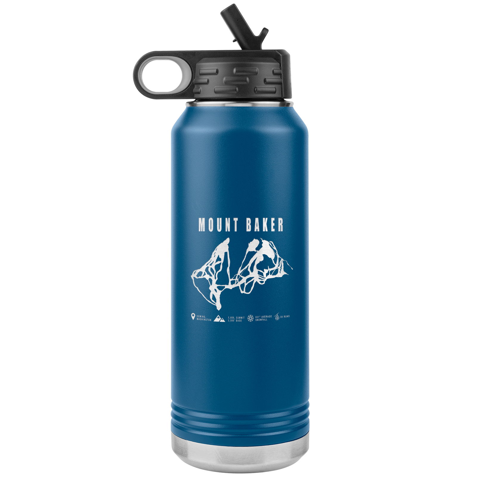 Mount Baker, Washington Ski Trail Map 32oz Water Bottle Tumbler - Powderaddicts