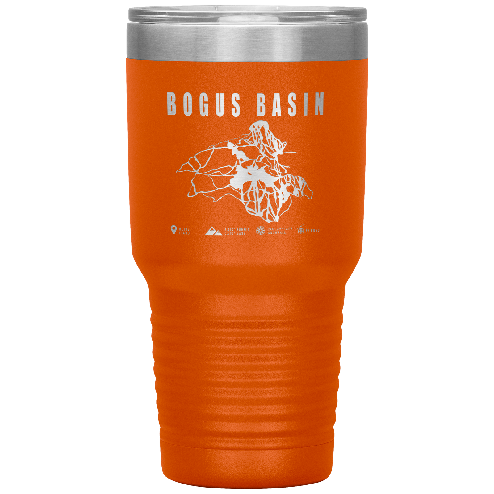 Bogus Basin Idaho Ski Trail Map 30oz Tumbler - Powderaddicts