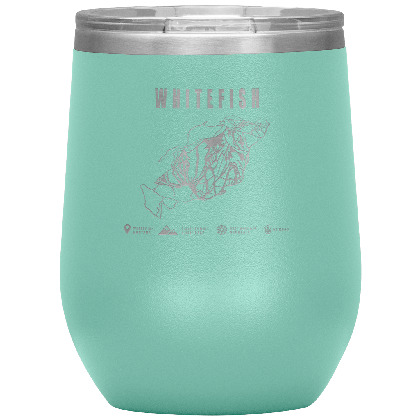 Whitefish Montana Ski Trail Map Wine 12oz Tumbler - Powderaddicts