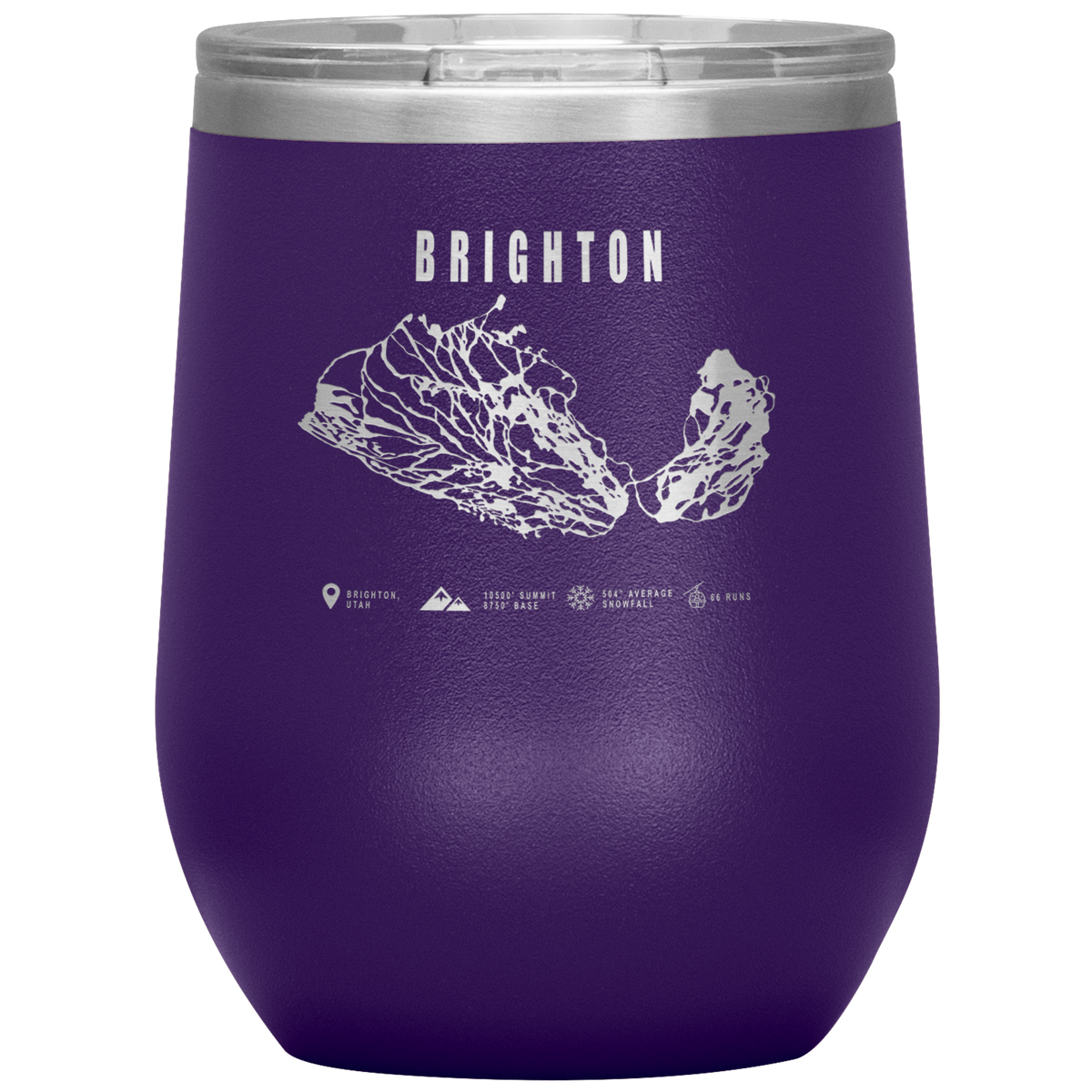 Brighton,Utah Ski Trail Map Wine 12oz Tumbler - Powderaddicts