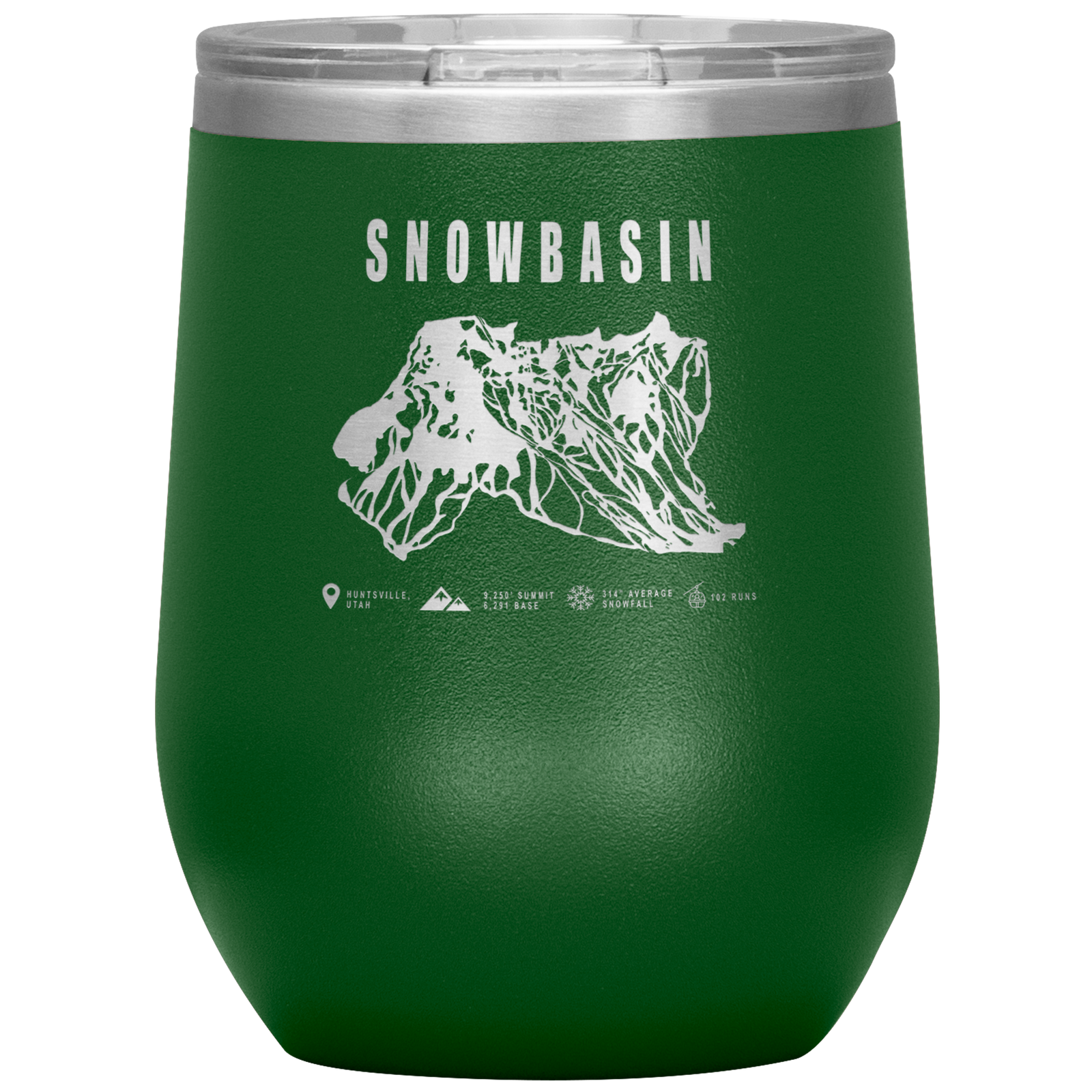 Snowbasin, Utah Ski Resort Wine 12oz Tumbler - Powderaddicts