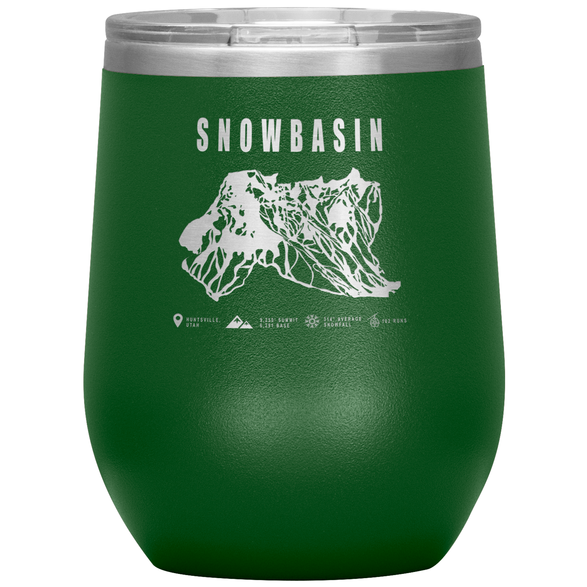 Snowbasin, Utah Ski Resort Wine 12oz Tumbler - Powderaddicts