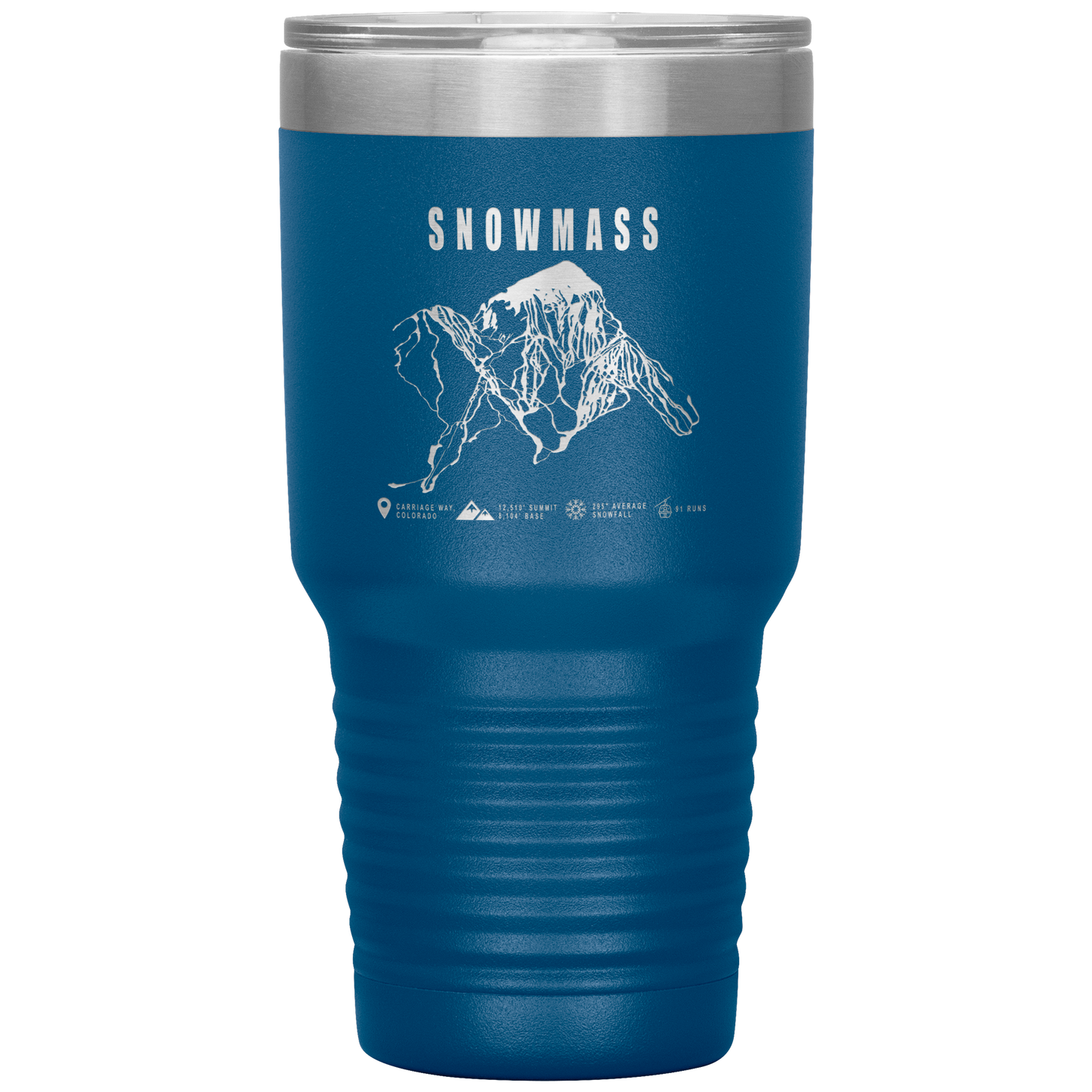 Snowmass Colorado Ski Trail Map 30oz Tumbler - Powderaddicts