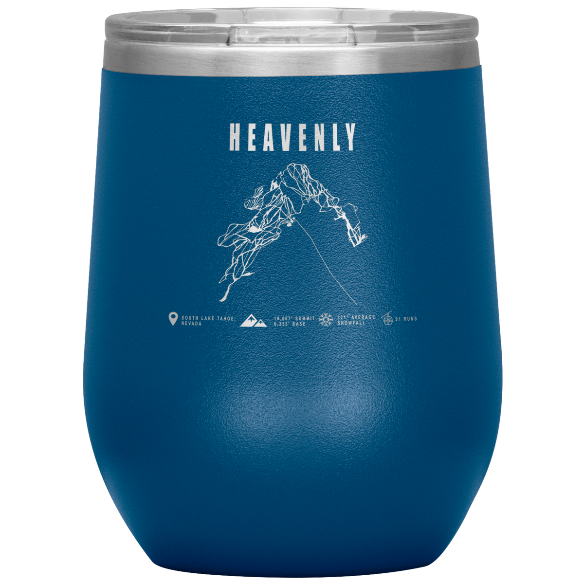 Heavenly, Nevada Ski Trail Map Wine 12oz Tumbler - Powderaddicts
