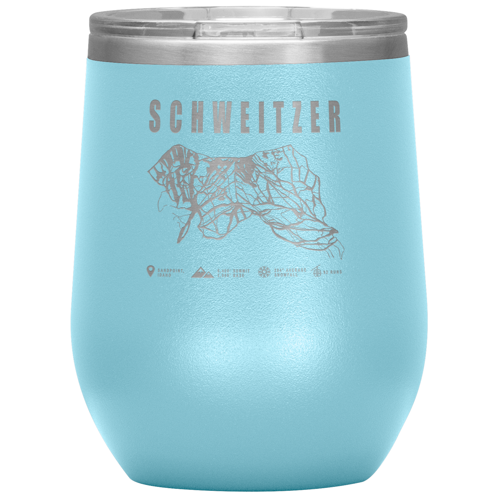 Schweitzer Idaho Ski Trail Map Wine 12oz Tumbler - Powderaddicts