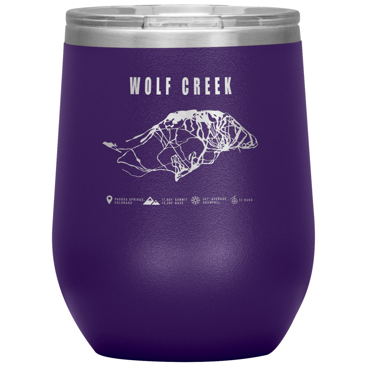 Wolf Creek Colorado Ski Trail Map Wine 12oz Tumbler - Powderaddicts