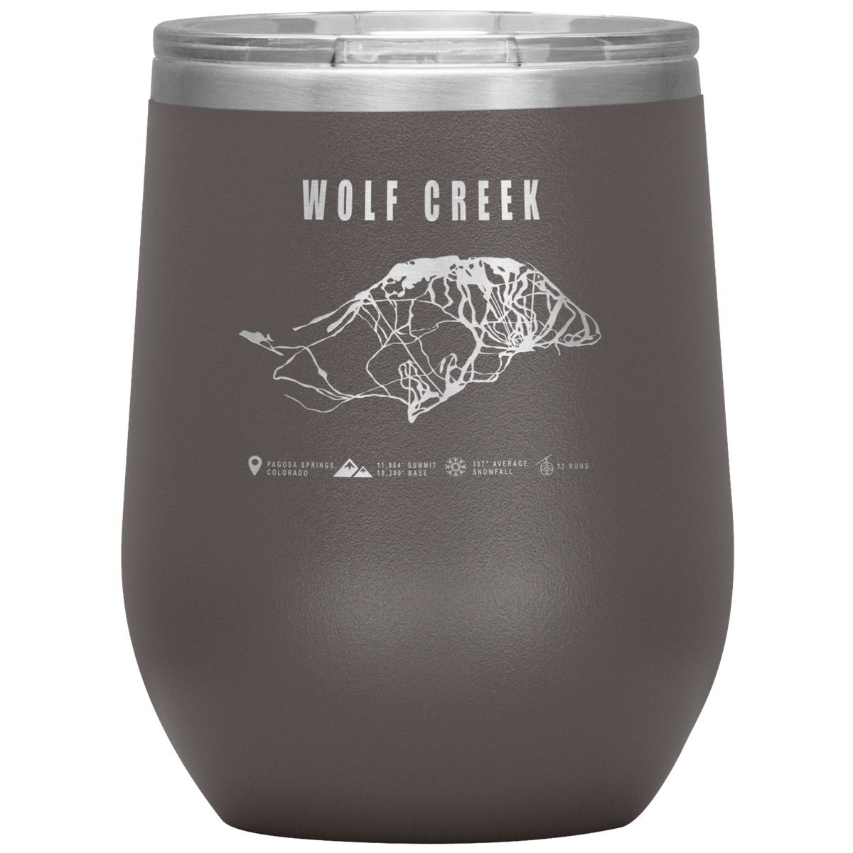 Wolf Creek Colorado Ski Trail Map Wine 12oz Tumbler - Powderaddicts