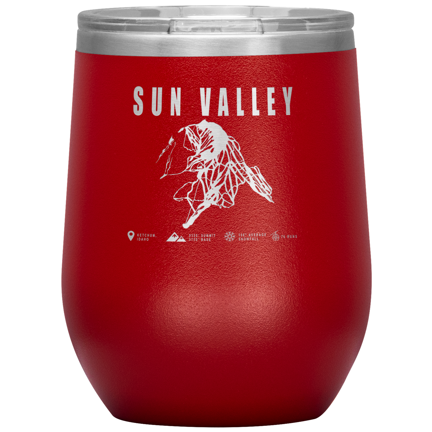 Sun Valley Idaho Ski Trail Map Wine 12oz Tumbler - Powderaddicts