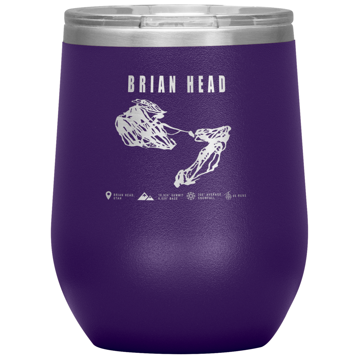 Brian Head,Utah Ski Trail Map Wine 12oz Tumbler - Powderaddicts