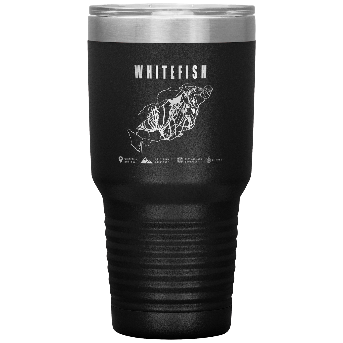 Whitefish Montana Ski Trail Map 30oz Tumbler - Powderaddicts