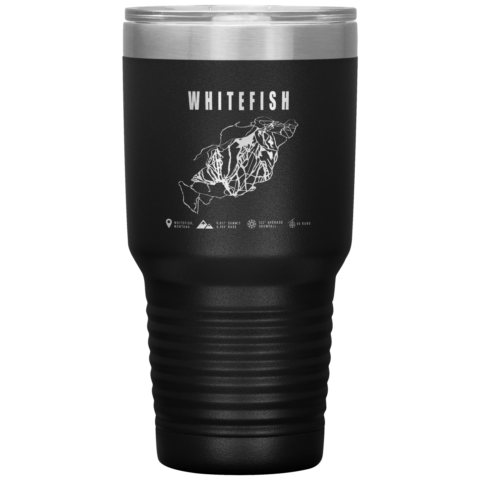 Whitefish Montana Ski Trail Map 30oz Tumbler - Powderaddicts