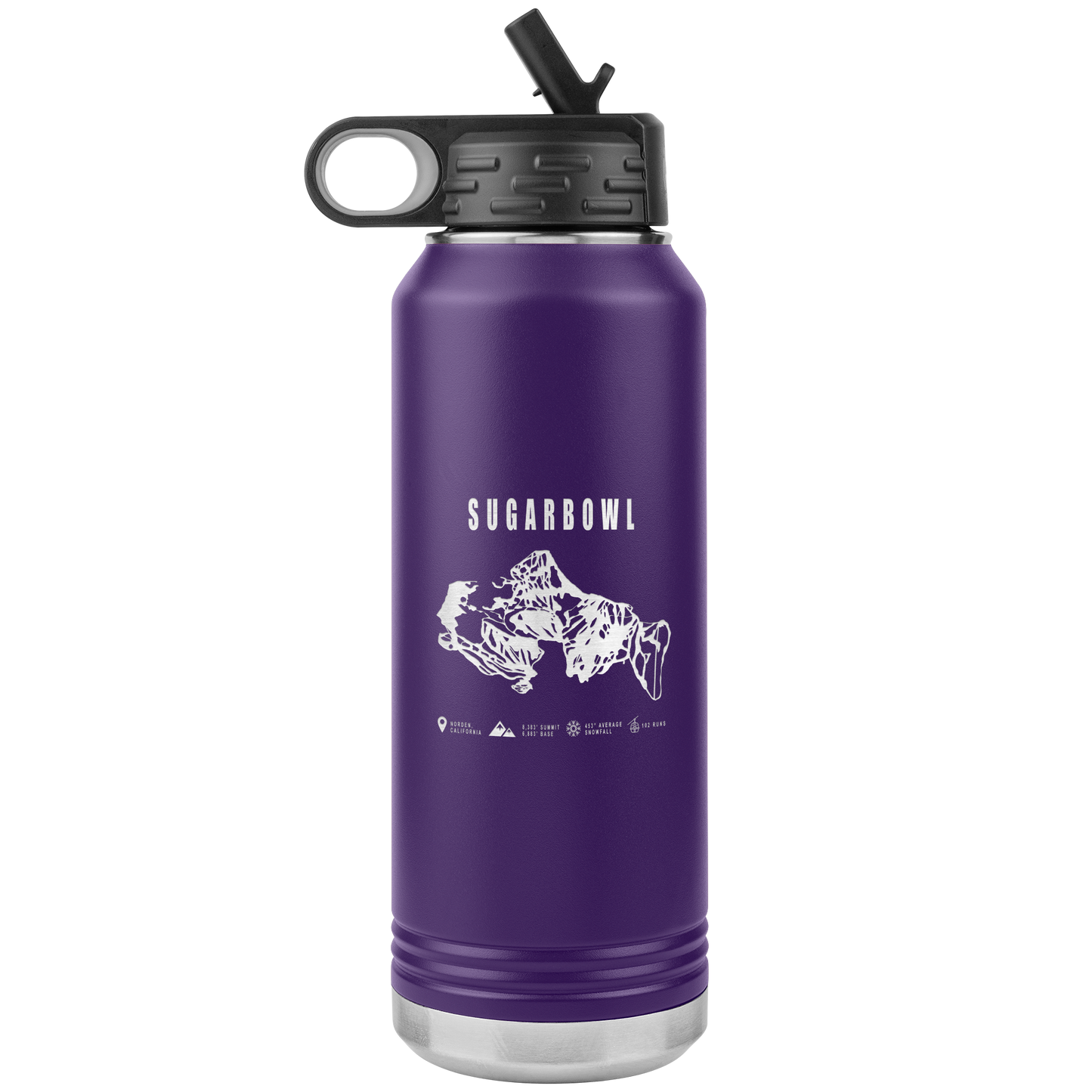 Sugarbowl, California Ski Trail Map 32oz Water Bottle Tumbler - Powderaddicts