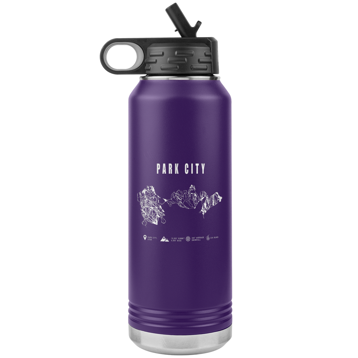 Park city,Utah Ski Trail Map 32oz Water Bottle Tumbler - Powderaddicts